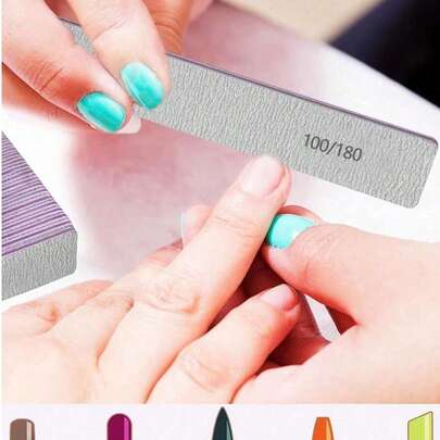 Bộ 50 dũa móng tay chuyên nghiệp, độ nhám 180/100, dũa móng tay tự nhiên, hai mặt có thể rửa sạch, bề mặt mịn, thích hợp sử dụng tại nhà và salon.