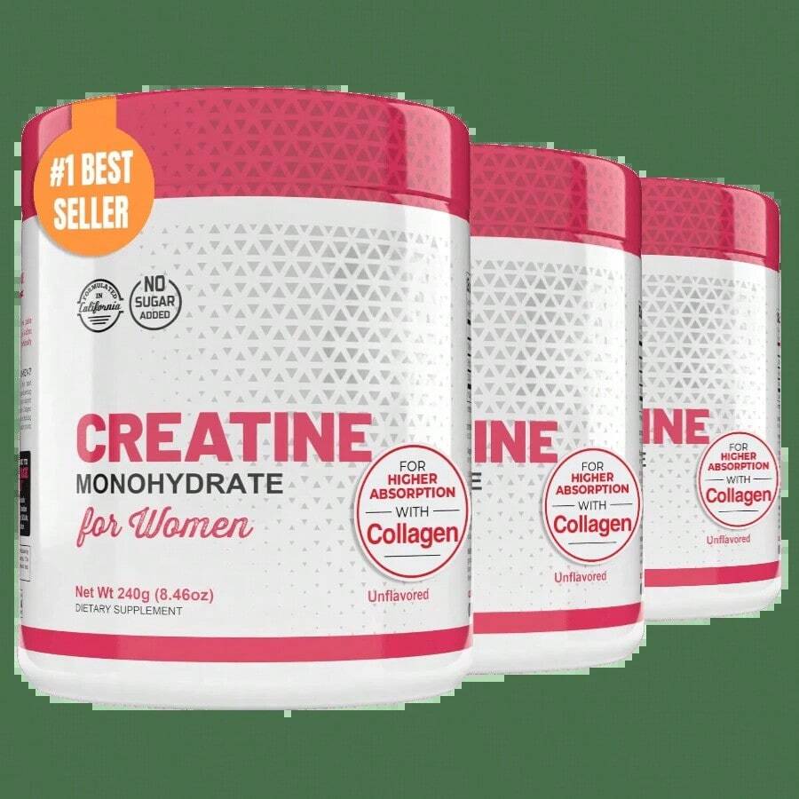 Creatine For Women – 5000mg Micronized Creatine Monohydrate With 2000mg Collagen + 1g BCAA 2:1:1 | Muscle Recovery, Strength & Glute Support | No Fillers, Natural Lemonade Flavor, Made In USA - 3 Bottles - 查看 1