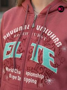 Conjunto deportivo para mujer de moda 2 piezas sudadera con gorro cierre completo estampado casual pants jogger ajustado comodo y moderno ropa de entrenamiento gimnasio fitness streetwear urbano moda femenina ropa para ejercicio correr caminar uso diario suave en varios colores tallas outfit completo - Púrpura malva - Ver 5