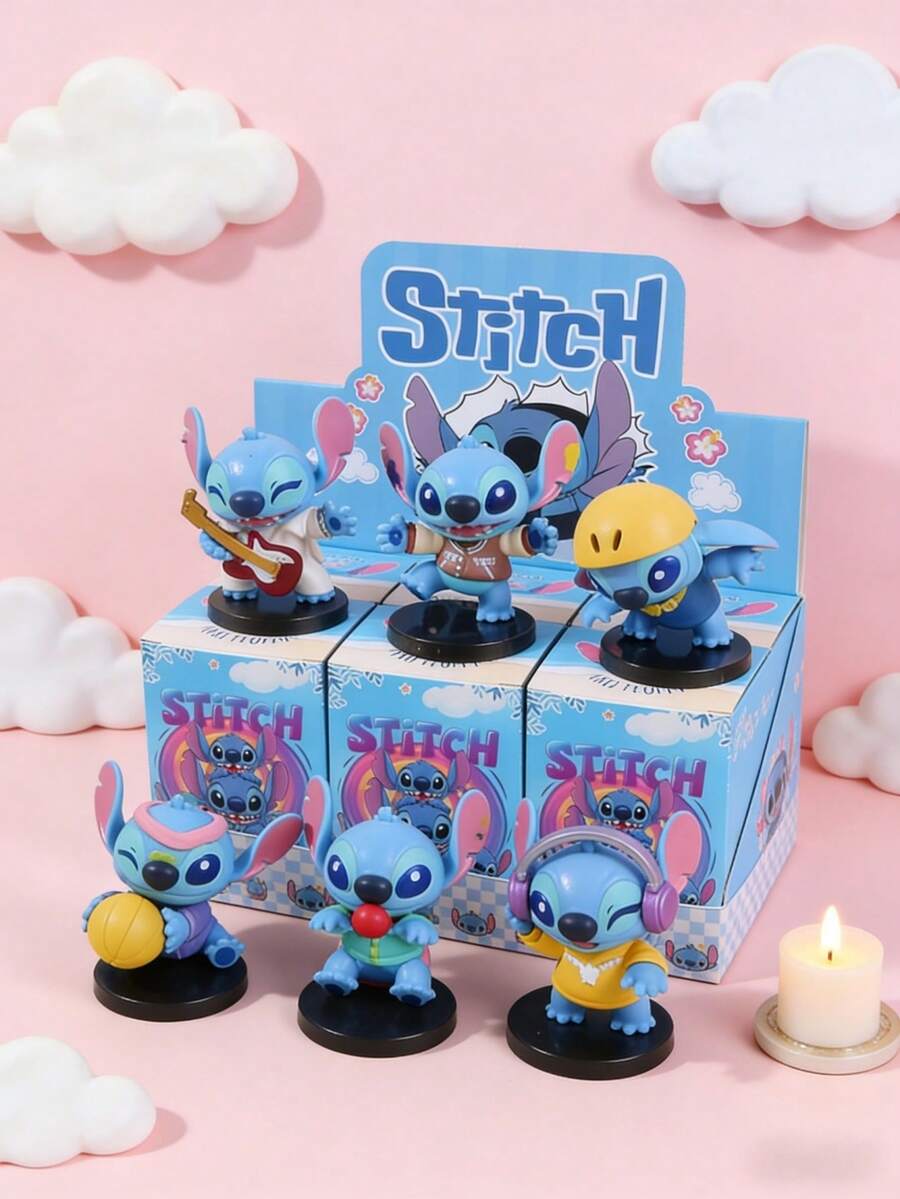 1pc Cartoon Stitch Anime Peripheral Figurine Doll Plush Doll, Music Party Stitch Figurine Doll Anime Doll Gashapon, Random Delivery, Miniature Fairy Garden Accessory, Mini Resin Statue, Outdoor Yard Decor, Micro Landscape Decoration, Suitable For Terrace Potted Plants, Resin Ornament, Iron Art Decor, Retro Yard Decor, Cartoon Garden Decor, Animal Sculpture, European Style Garden Decor, Pastoral Style Decor, Creative Yard Accessory - Stitch Figurine - View 1