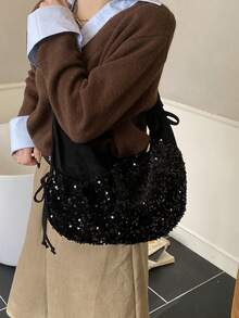 2026新款时尚女士单肩包，独特个性化斜挎包，百搭时尚设计 - 黑色 - 查看 6