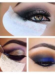 100片一次性无纺布眼影化妆贴纸隔离纸贴片，眼影眼部保护贴纸，眼影眼线贴纸，透气眼部化妆工具，眼部化妆遮盖贴，眼影模板，眼线贴纸 - 彩色 - 查看 2