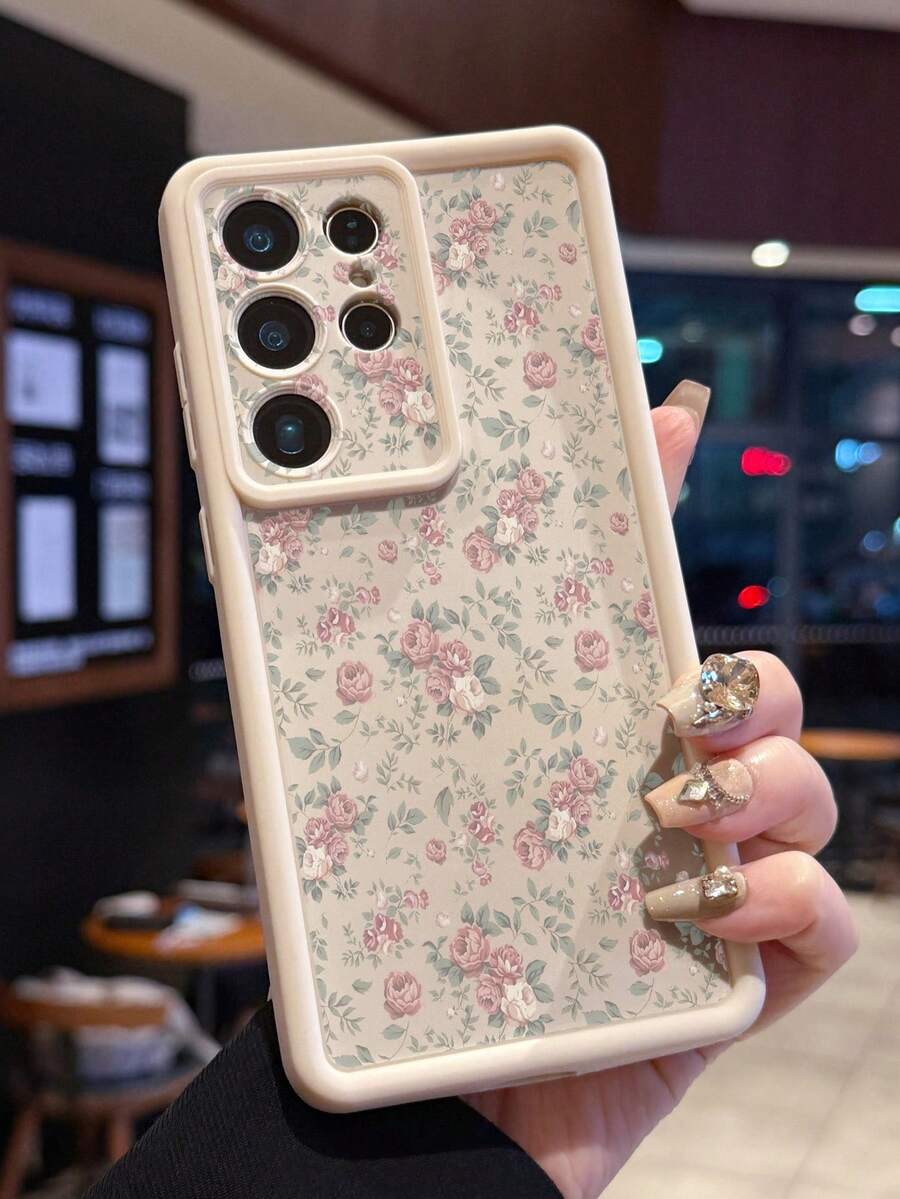 1 chiếc ốp lưng điện thoại in họa tiết hoa ngọc bích nhỏ màu hồng, thiết kế lỗ camera, chống sốc, dày dặn, màu trắng sữa, phù hợp với 12 Pro Max/13 Pro Max/14 Pro Max/15 Pro Max/16 Plus/16 Pro Max, 16E, Air/17 Pro/17 Pro Max, Galaxy A55/A15/S24 Ultra, Honor, MOTO, One Plus - trắng - Xem 1