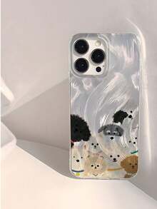 1个时尚可爱9只小狗图案防水、防指纹、防刮透明IMD软面光滑手机壳，适合表白、送给朋友、家人、情侣、生日、节日礼物，兼容 17/17 Plus/17 Pro/17 Pro Max - 彩色 - 查看 1