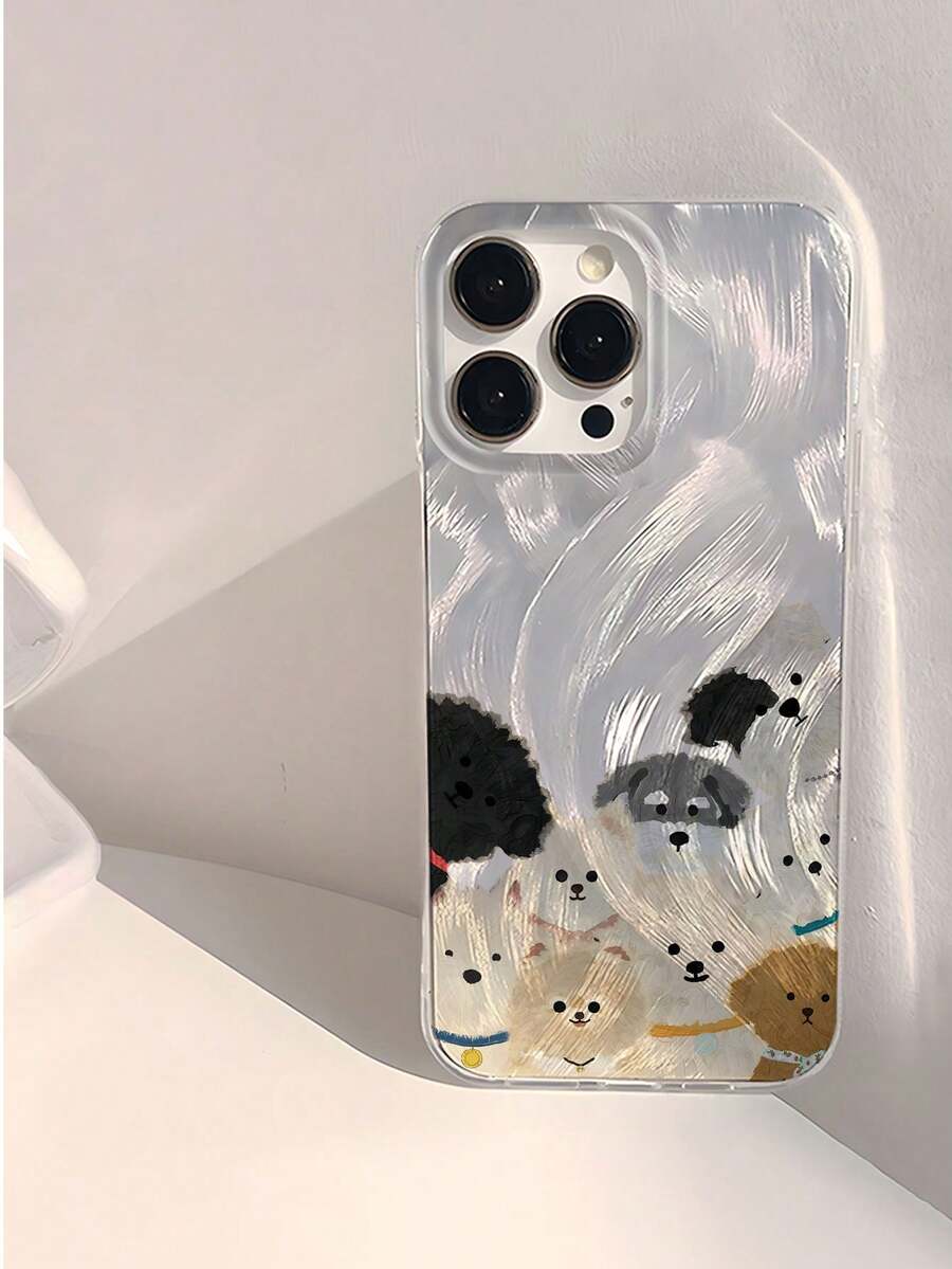 1个时尚可爱9只小狗图案防水、防指纹、防刮透明IMD软面光滑手机壳，适合表白、送给朋友、家人、情侣、生日、节日礼物，兼容 17/17 Plus/17 Pro/17 Pro Max - 彩色 - 查看 1