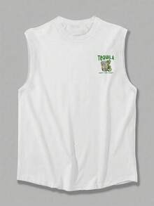 1 chiếc áo tank top nam cổ tròn in hình nước ép trái cây, phong cách thường ngày, mùa hè. - trắng - Xem 3