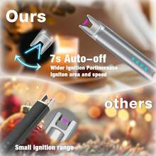 Rechargeable Flameless Plasma Windproof USB Lighter - Upgraded LED Battery Display, Safety Switch, Pocket Size For Candle, Cooking, BBQs And Fireworks - Màu xanh lam - Xem 6