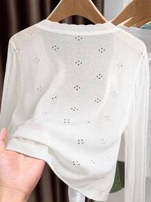 Áo khoác cardigan dệt kim mỏng nhẹ dành cho nữ, size 1XL-4XL, tay dài, thoáng khí, màu trắng, thích hợp cho mùa xuân/hè. - trắng - Xem 2