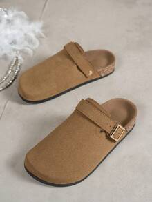 Casual Outdoor Beach Double Buckle Slip-On Comfortable Flat Sandals - Brown - View 6