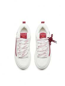 女士 XTEP 帆布白色/亮红色休闲运动鞋，适合日常穿着 - 帆白/赫洋紅 - 查看 5