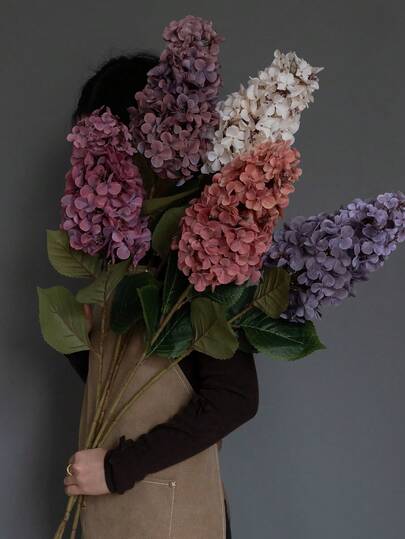 1pc Vintage Hydrangea Artificial Flower Branch, Autumn Decor, Wedding Aisle Decoration, Photography Prop