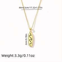 波浪形椭圆冲浪板吊坠项链 - 度假风首饰，适合海滩度假、日常佩戴和送礼 - 金的 - 查看 3