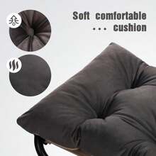 HollyHOME - Taburete plegable de 15 pulgadas de alto otomano tapizado pequeño y plegable taburete acolchado para silla perezosa marco de metal reposapiés portátil otomano para sala de estar - Gris gris ahumado - Ver 4