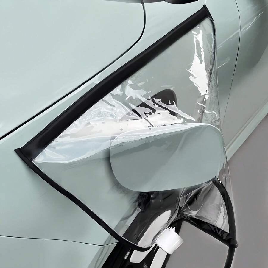 1 Peça Capa de Chuva Transparente com Borda Preta para Carregador de Veículo Elétrico, Bainha Protetora À Prova d'Água para Carregamento de Veículo de Nova Energia, Capa Universal Portátil à Prova de Intempéries e Anti-Vazamento