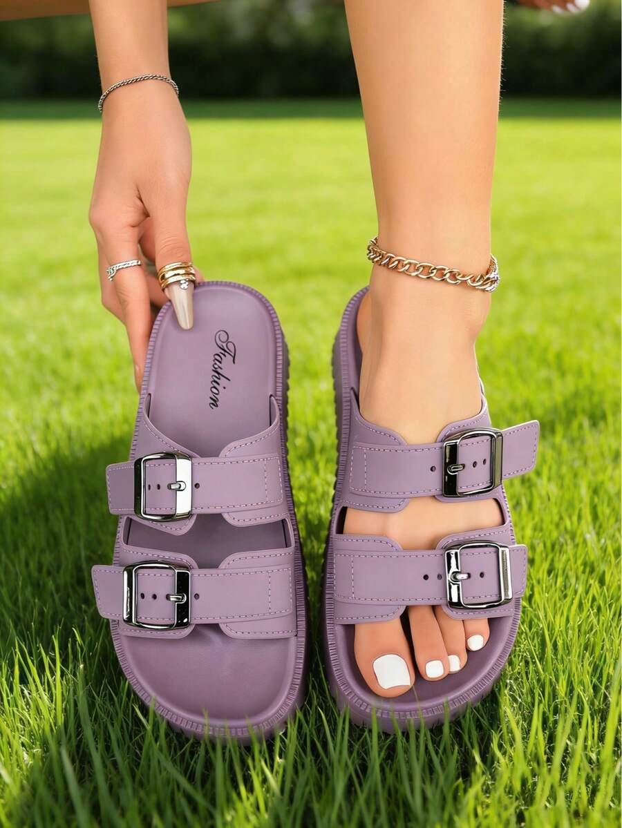 FZY New Women's Home Slippers, Casual Sandals, Quiet Thick-Soled Slippers, Non-Slip Design, Comfortable Materials, Ergonomic Design, High-Quality Winter Home Slippers For Women, Suitable For Various Occasions And People, Solid Color Design, Stylish And Simple, An Indoor Essential, A Popular Bestseller.Must-Have Outfits For Valentine's Day,Essential Easter Outfits - 紫色 - 查看 1