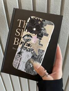 1pc White Matte Textured Lips & Girl Puzzle Pattern Phone Case, Suitable For IPhone 16 Pro Max, 17/16/15/14 Plus, 13/12/11 Protective Cover - Multicolor - View 4