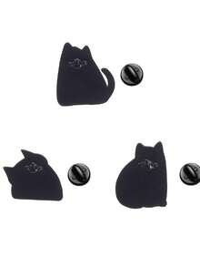 1/3枚可爱黑猫胸针，表情生动有趣，猫咪主题徽章，男女通用设计，日常佩戴配饰礼品 - 彩色 - 查看 9