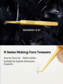 NAGARAKU Gold Tweezer For False Eyelashes, N07 Eyelash Tool, Clip, Eyelash Trimming, Eyelash Grafting, Eyelash Curler , High-Precision Tweezer Makeup - Champagne - View 3