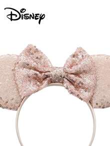 Disney 1pc Champagne Glitter Headband - Festive Party Headpiece, Photoshoot Prop, Amusement Park Accessory, Suitable For Birthday Party And Easter Events, Adorable Bow Cartoon Hair Clip, Princess Costume Accessory Hair Band Hair Hoop Hairband - Multicolor - View 3