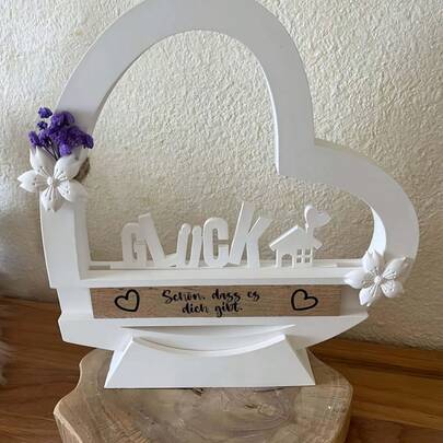 2 件装心形硅胶模具，带底座，饰有“幸运”图案和凹槽，适用于 DIY 手工艺品、树脂和混凝土项目 - 非常适合制作手工礼品和家居装饰，工艺模具硅胶