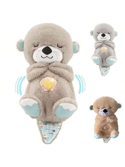 [Osito Relajante Blanco Hueso que Respira]Peluche con Luz y Sonidos para Calmar la Ansiedad, Regalo para Bebés y Niños