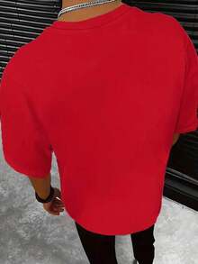 Nuevos productos de moda muy populares: Camiseta deportiva para hombre con estampado de letras elegantes (patrón impreso), top de verano hecho de algodón puro, agradable al tacto y cómodo, adecuado para deportes, para usar en casa y también para parejas. - Azul marino - Ver 3