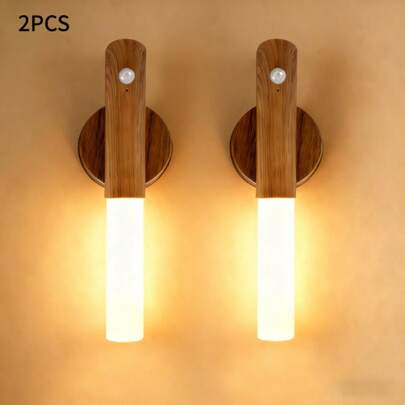 Bộ 2 đèn tường từ tính cảm biến chuyển động thông minh | Sạc USB & Lắp đặt không cần dụng cụ | 3 mức độ sáng điều chỉnh | Hoàn hảo cho tủ quần áo, cầu thang, tủ bếp, hành lang & phòng ngủ | Cũng có thể dùng làm đồ trang trí Giáng sinh & đèn chiếu sáng tạo không gian