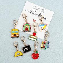 8pcs Elegant & Fashionable School-Themed Keychains With Thank You Card - Minimalist & Personalized Decorations, Cartoon School Elements Bag Charms; Suitable As Back To School Gifts, Teacher's Day Appreciation, Classmate Reunion Souvenirs. Practical And Full Of Campus Memories, Conveying Youth And Sincerity. Gifts For Mother, Father, Graduation, And Teacher - Multicolor - View 5