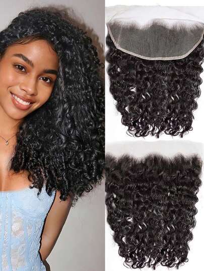 Tóc giả ren trong suốt 13x4, tóc thật xoăn kiểu Miến Điện, kiểu dáng vô hình, đã được tỉa sẵn với tóc con, màu tự nhiên, dành cho nữ.