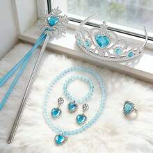 Bộ dây chuyền vương miện bông tuyết màu xanh dương - Màu xanh nhạt - Xem 2