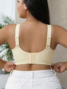 1 chiếc áo ngực nữ cỡ lớn màu sâm panh trơn, không gọng, che phủ toàn diện, thoải mái, thoáng khí, thích hợp cho thể thao, yoga, hoặc mặc hàng ngày theo phong cách tối giản thanh lịch. - Rượu sâm banh - Xem 3