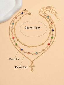 1pc Fashionable Elegant Virgin Mary Embossed Y-Shape Long Necklace, Vintage Religious Cross Pendant Sweater Chain For Women, Suitable For Daily Wear And Gatherings - 彩色 - 查看 6