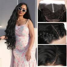 13x4 高清蕾丝前假发，预先拔毛，Futura Hair 长款蕾丝前假发，黑色水波纹蕾丝假发，合成材质，佩戴方便，适合日常佩戴，长波纹蕾丝前假发，适合日常派对和角色扮演。 - 彩色 - 查看 6