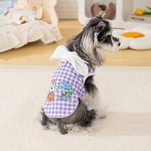 春夏新款犬猫服装，两脚T恤，英伦风两脚狗狗套装，宠物服装，小型犬服装，欧美时尚宠物背心，蝴蝶格纹清凉背心，透气 - 紫色 - 查看 3