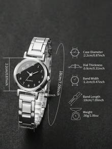 4pcs/Set Women's Gift Watch With Small Dial, Elegant Quartz Wrist Watch + Bracelet (Watch Box Not Included) - Silver - View 6
