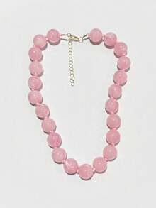 1pc Bohemian Style Round Geometric Plastic Acrylic Beaded Rope Knotted Necklace, Handmade Jewelry Gift For Women, Everyday Wear - Multicolor - View 48