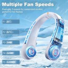 Portable Bladeless Neck Fan, Mothers Day Gifts For Mom Women Hot Flash, Birthday Gift For Men Dad Father Teacher, Wearable Cooling Fan Rechargeable For Camping Travel Beach Golf Cruise Essentials 2026 - 藍色 - 查看 6