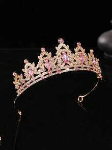 1 pieza Corona nupcial elegante de aleación, adecuada para mujeres en bodas y fiestas, diadema de princesa y reina, para verano y playa - Rosa - Ver 5