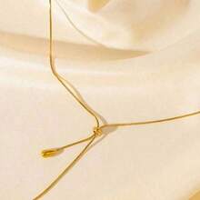 1pc Stainless Steel Retro Minimalist High-End Metallic Water Drop Pendant Necklace - 彩色 - 查看 4