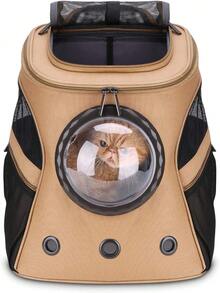 Large Pet Backpack, Bubble Backpack Fat Cats And Puppies,Airline-Approved() - Khaki - View 2
