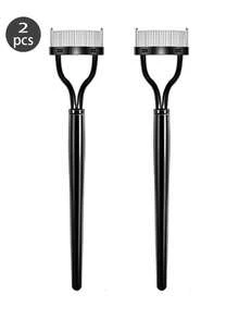 2件套睫毛梳、睫毛分离器、睫毛夹、金属刷、化妆工具 - 彩色 - 查看 2