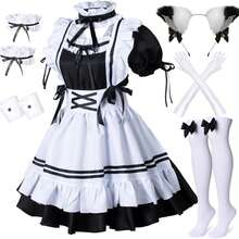 Elegant Lolita Maid Cosplay Dress - Sweet Black & White Ruffled Outfit With Apron, Perfect For Anime Conventions, Parties & Kawaii Fashion - 黑白 - 查看 11