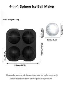Khuôn làm đá 3D bằng silicon | Có các hình hoa hồng/đầu lâu/kim cương/hình cầu tròn | Khay làm đá tự chế | Máy làm đá cho rượu whisky | Quà tặng sáng tạo cho tiệc bar - màu đen - Xem 7