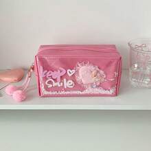 1个可爱心形高品质闪光铅笔盒，学生文具收纳包，便携式化妆包 - 筆袋 - 查看 14