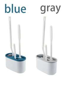 Bộ cọ vệ sinh nhà vệ sinh 3 trong 1 (1 cọ cán dài, 1 cọ silicon, 1 cọ rãnh, 1 giá đỡ cọ chống rò rỉ), Bộ dụng cụ vệ sinh nhà tắm, Thích hợp để vệ sinh nhà vệ sinh và phòng tắm, Dễ lắp ráp, Lông cọ nylon, Làm sạch sâu - White A - Xem 10