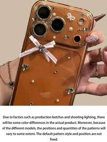 1 Cute 3D Chain Pin Cartoon Bear Phone Case, Suitable For IPhone 17 Air 16 15 14 13 12 11 Pro Max Plus Y2K Cool Sweet Girl Soft Case - Short Bow Ribbon - View 5