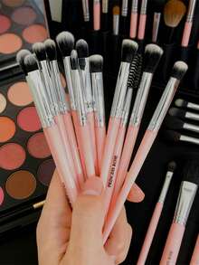 Princess Rose 12PCS Pink Makeup Brush Set – Includes Smudge Brush, Lip Brush, Concealer Brush, Large Eyeshadow Brush, Medium Eyeshadow Brush, Detail Eyeshadow Brush, Eyebrow Brush, Eyebrow Comb, Small Eyeshadow Brush, Made Of Soft Fiber, Skin-Friendly & Easy To Apply - Pink - View 5