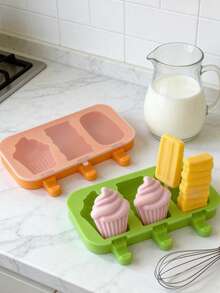 Khuôn làm kem que silicon 3 trong 1 họa tiết kẻ caro | Khuôn làm kem tự chế | Kèm 50 que gỗ | Họa tiết waffle 3D | Thích hợp cho dã ngoại/tiệc tùng | Chất liệu silicon - Nhiều màu - Xem 4