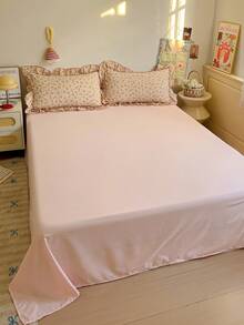 四件套花卉蕾丝床上用品，柔软舒适，透气柔软，四季皆宜。套装包含：1个被套、1个床单、2个枕套（不含填充物），适用于卧室、宿舍、家庭使用，多种尺寸可选。 - 彩色 - 查看 4