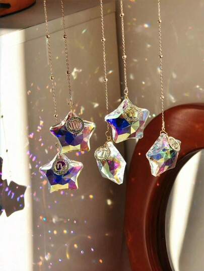 1个十二生肖水晶捕梦网，钻石太阳捕梦网，彩虹棱镜太阳捕梦网，带挂钩，适用于家居、冥想、车内悬挂、花园悬挂、情人节、情侣礼物、派对礼物、家居装饰、圣诞装饰、房间装饰